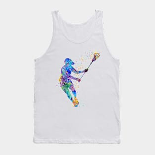 Lacrosse Girl Watercolor Painting Art Print Gifts Tank Top